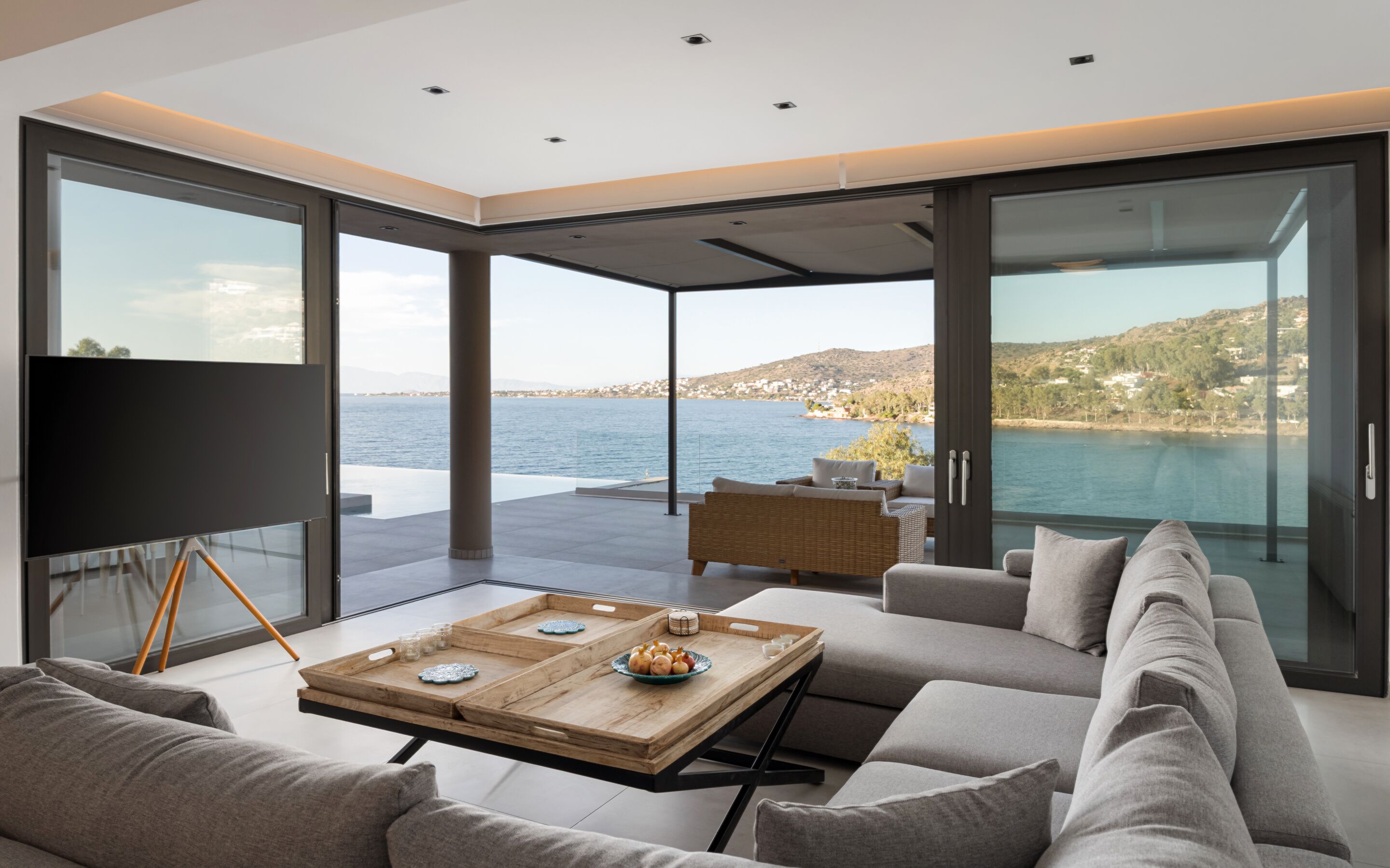 Villa, Sea View | Living room | 45-inch Smart TV with satellite channels, Netflix, streaming services