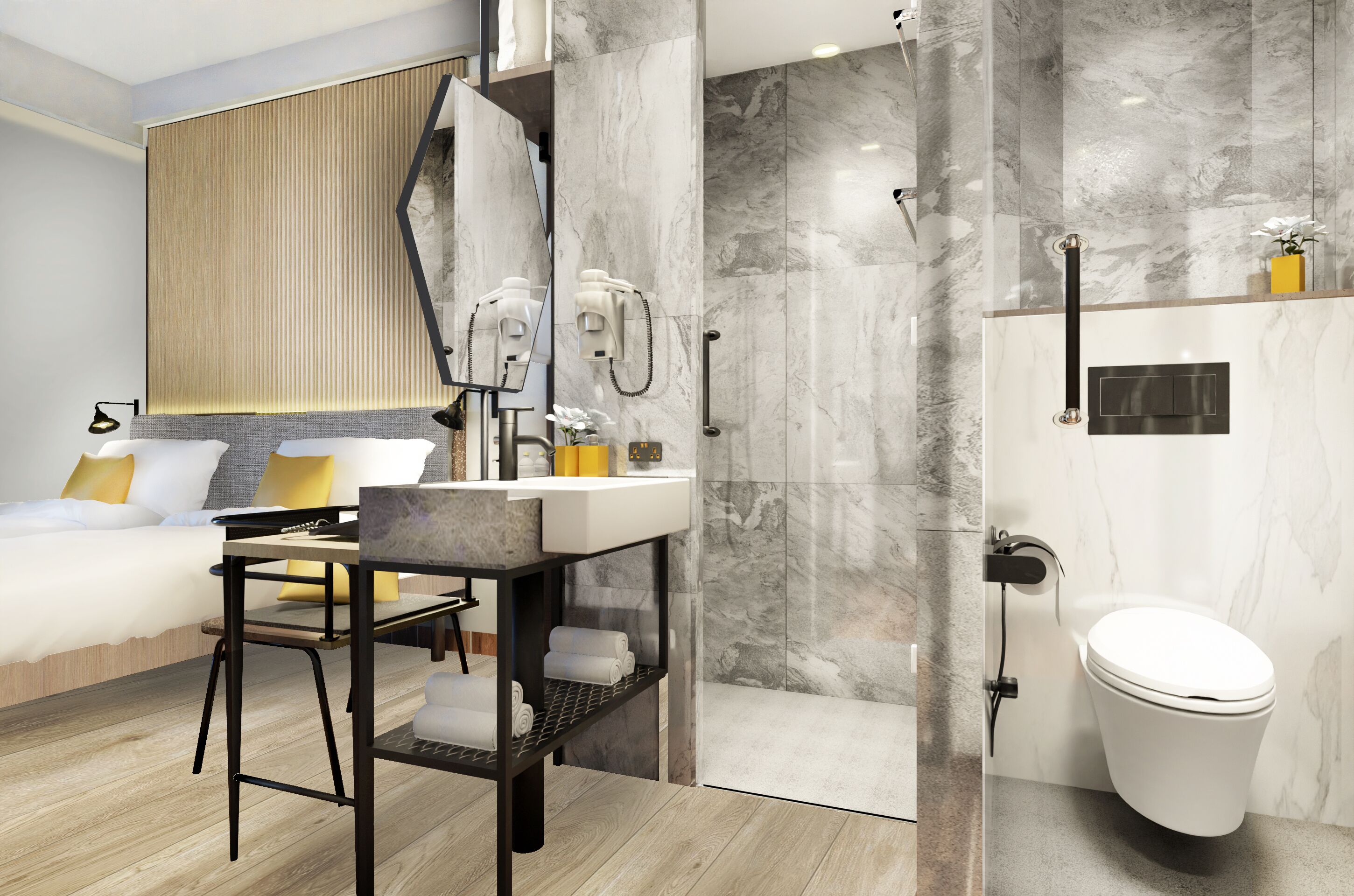 Deluxe Twin kamer | Een kluis op de kamer, een bureau, verduisterende gordijnen, gratis wifi