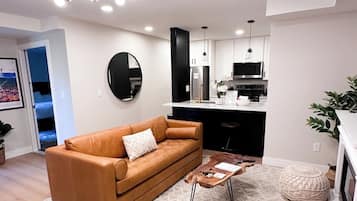 Smart TV, fireplace, DVD player