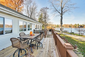 House (2 Bedrooms) | Front of property - Dock & Gazebo! Lakefront Duplex Near South Haven (Grand Junction)