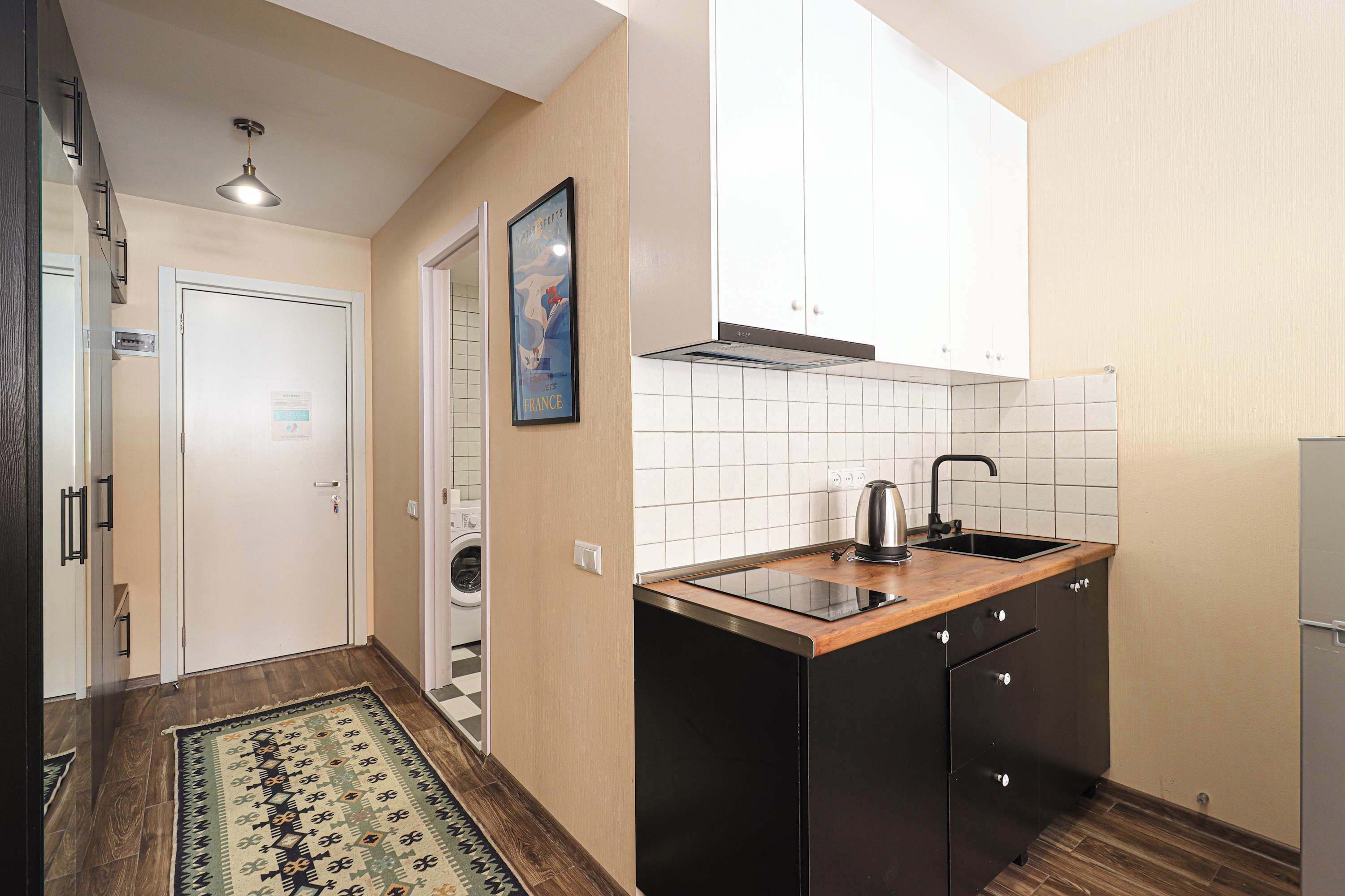 Fridge, stovetop, cookware/dishes/utensils