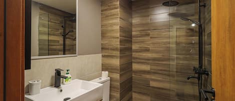 Regadera, amenidades de baño gratuitas, secadora de cabello, toallas