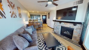 TV, fireplace - NEW! Rimfire 446 - Brigham One Bedroom Condo (Snowshoe)