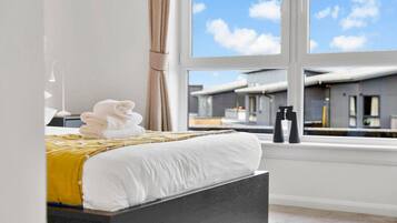 Skrivebord, strykejern/-brett, reiseseng for barn og wi-fi