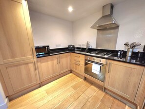 Fridge, microwave, oven, toaster