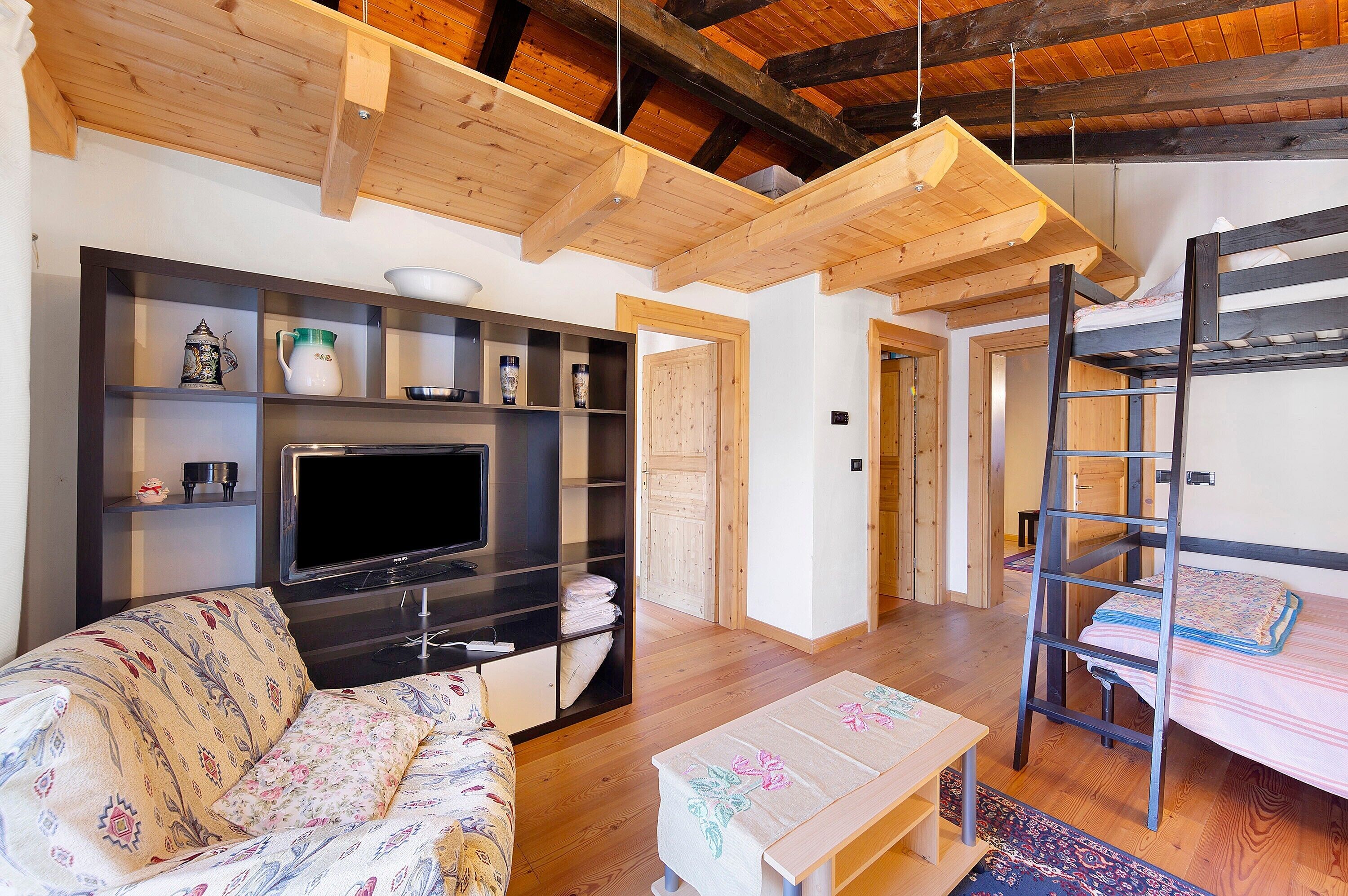 Televisión y chimenea 