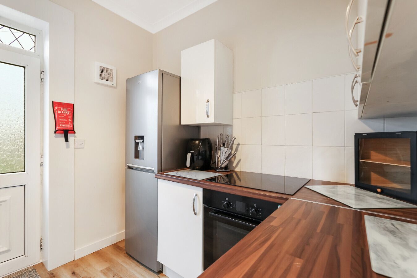 Fridge, microwave, oven, toaster