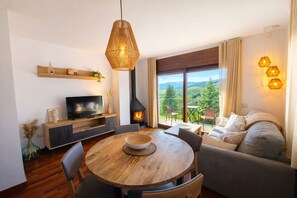 TV, fireplace