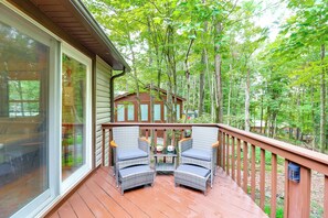 Terrace/patio - 1 Mi to Lake, Golf & Ski Access: The Hideout Home! (The Hideout)