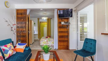 2 bedrooms, desk, iron/ironing board, travel cot