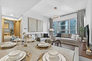 Deluxe Apartment, Balcony, City View | In-room dining - Radiant Boulevard by DVH Luxe Retreats (Abu Dhabi)