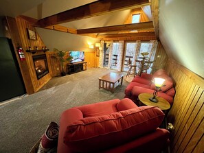 TV, fireplace, video games