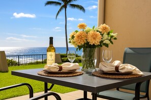 Outdoor dining - Napili Point | Oceanfront 3 BR, Sleeps 12 | Car Incl. w/ 6+ Nights | NAP ML-2579 by KBM (Lahaina)