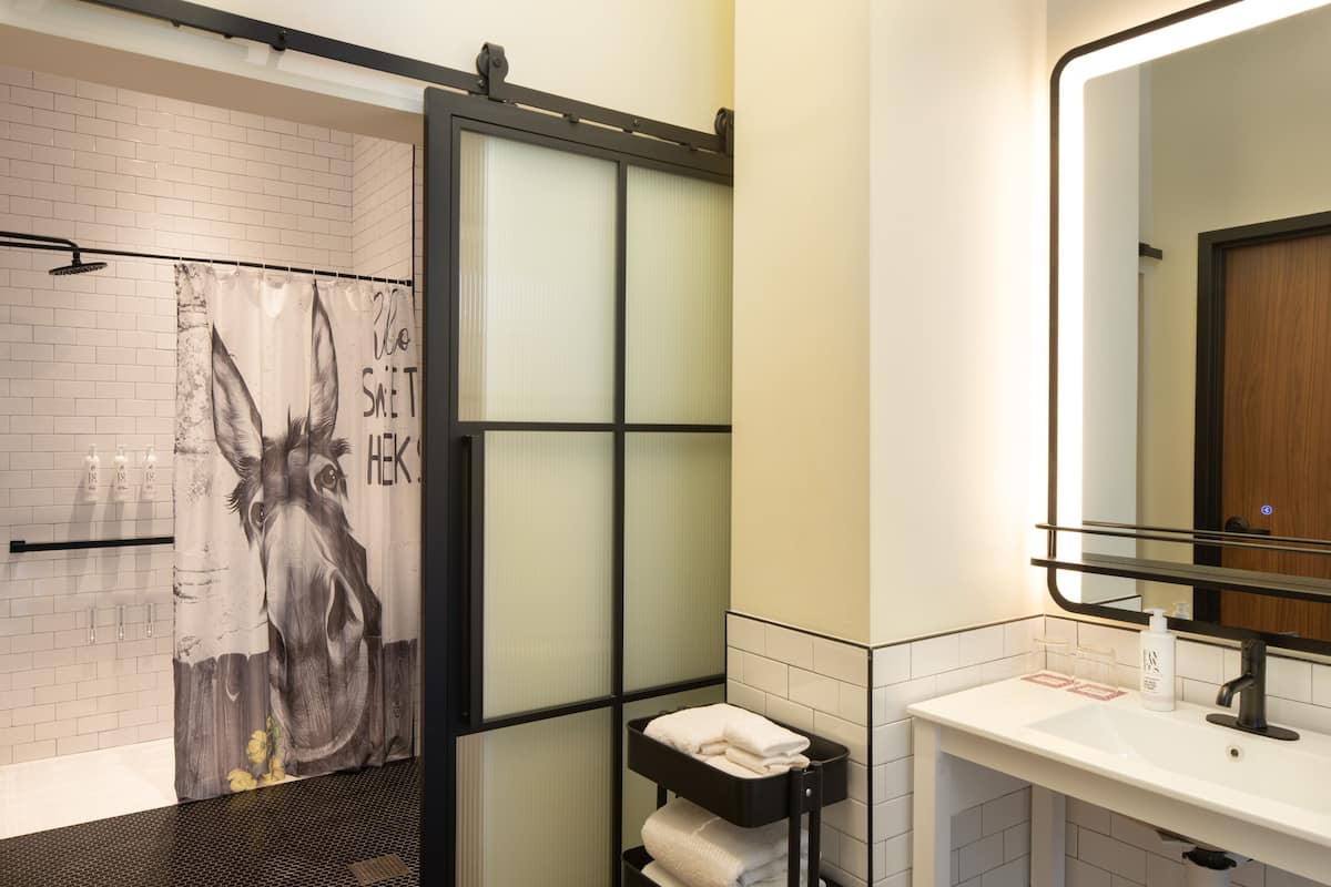 Free toiletries, hair dryer, towels, soap