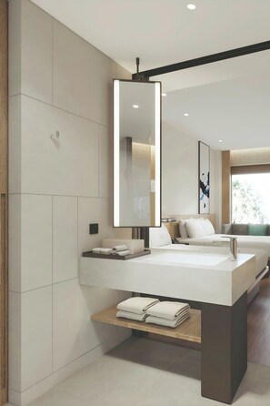 Quarto empresarial, 2 camas de solteiro, vista para a cidade | Banheiro