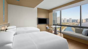 Deluxe Room, 2 Double Beds, City View | Down comforters, minibar, in-room safe, individually furnished