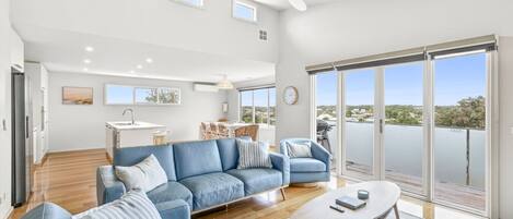 Télévision, cheminée, livres, espaces bureaux