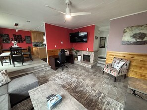 Smart TV, fireplace, printers