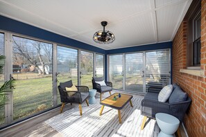 Terrace/patio - Main Street Retreat- Charming home, new hot tub-sleeps 8 (Plymouth)