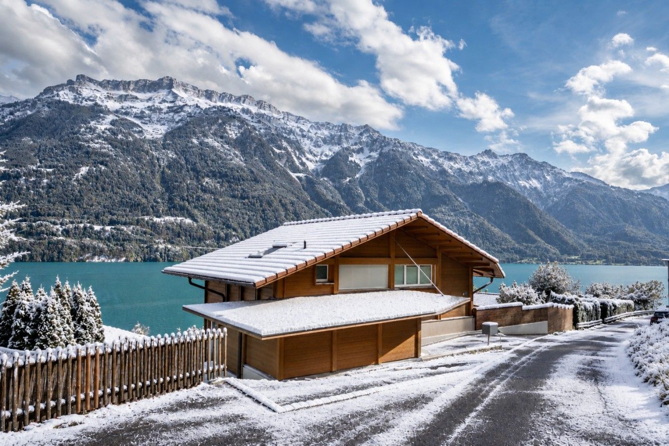 Snowy Alpine Chalet by Turquoise Lake