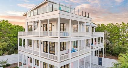 GULF VIEWS! Game Room, Private Pool, LSV/Golf Cart, Bikes! Sleeps 24