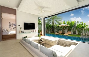 Villa, Patio | Living area | Flat-screen TV - 2BR Pool Villa Near the Sea V261 (Sa Khu)