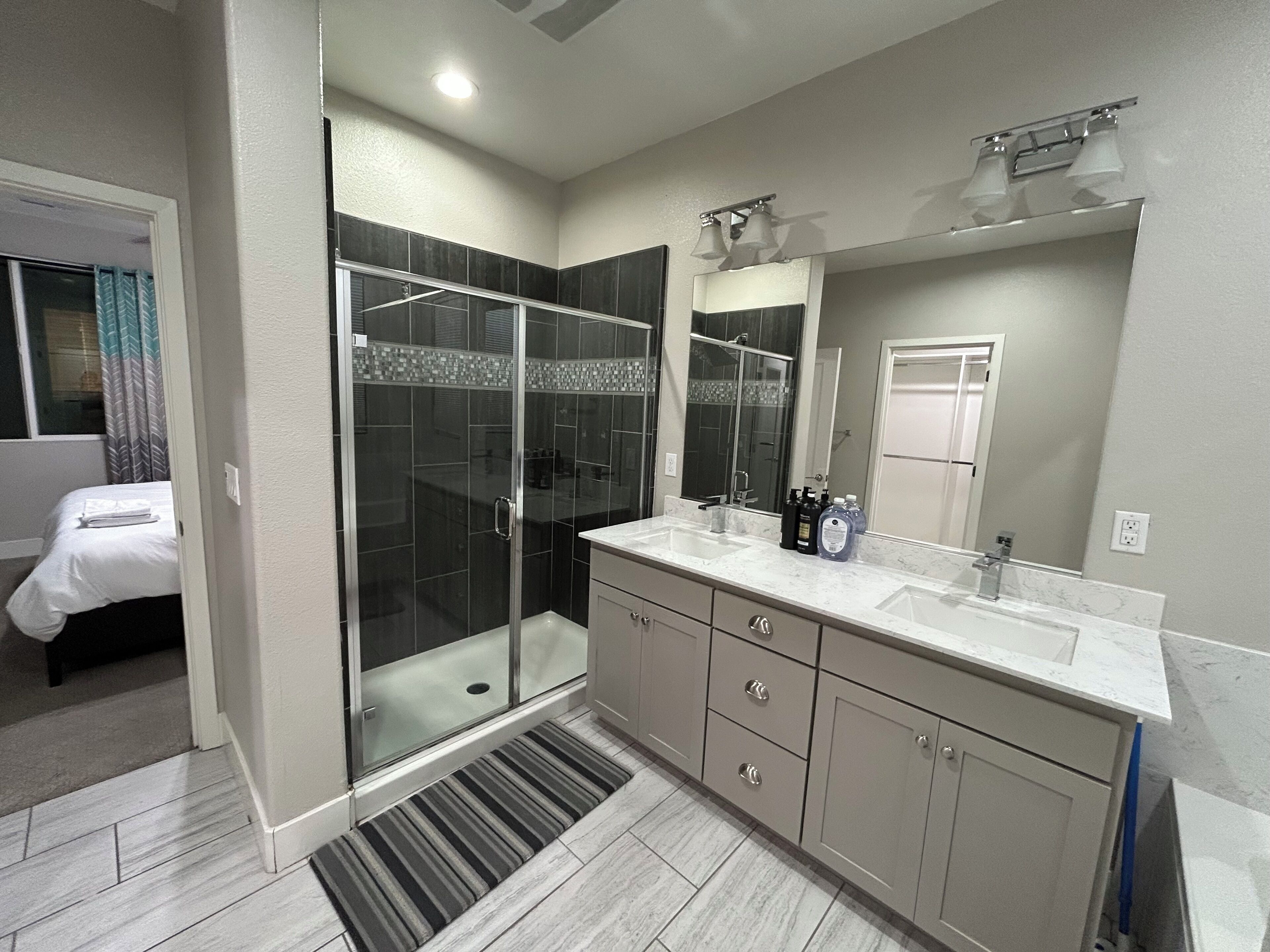 Hair dryer, bidet, soap, toilet paper