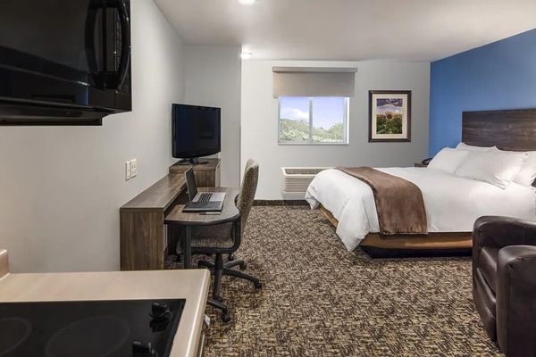 Settle into a spacious studio layout with work-and-rest zones.