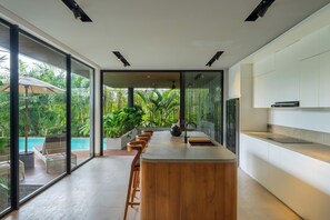 Standard Villa, Pool View | Private kitchen | Fridge, microwave, oven, stovetop - Villa Rosa by Pertama Stay (Kerobokan)
