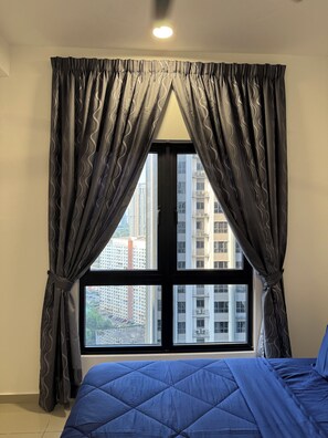 Blackout drapes, iron/ironing board, free WiFi