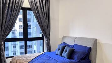 Blackout curtains, iron/ironing board, free WiFi