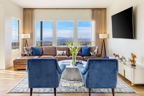 Smart TV, fireplace, foosball, table tennis