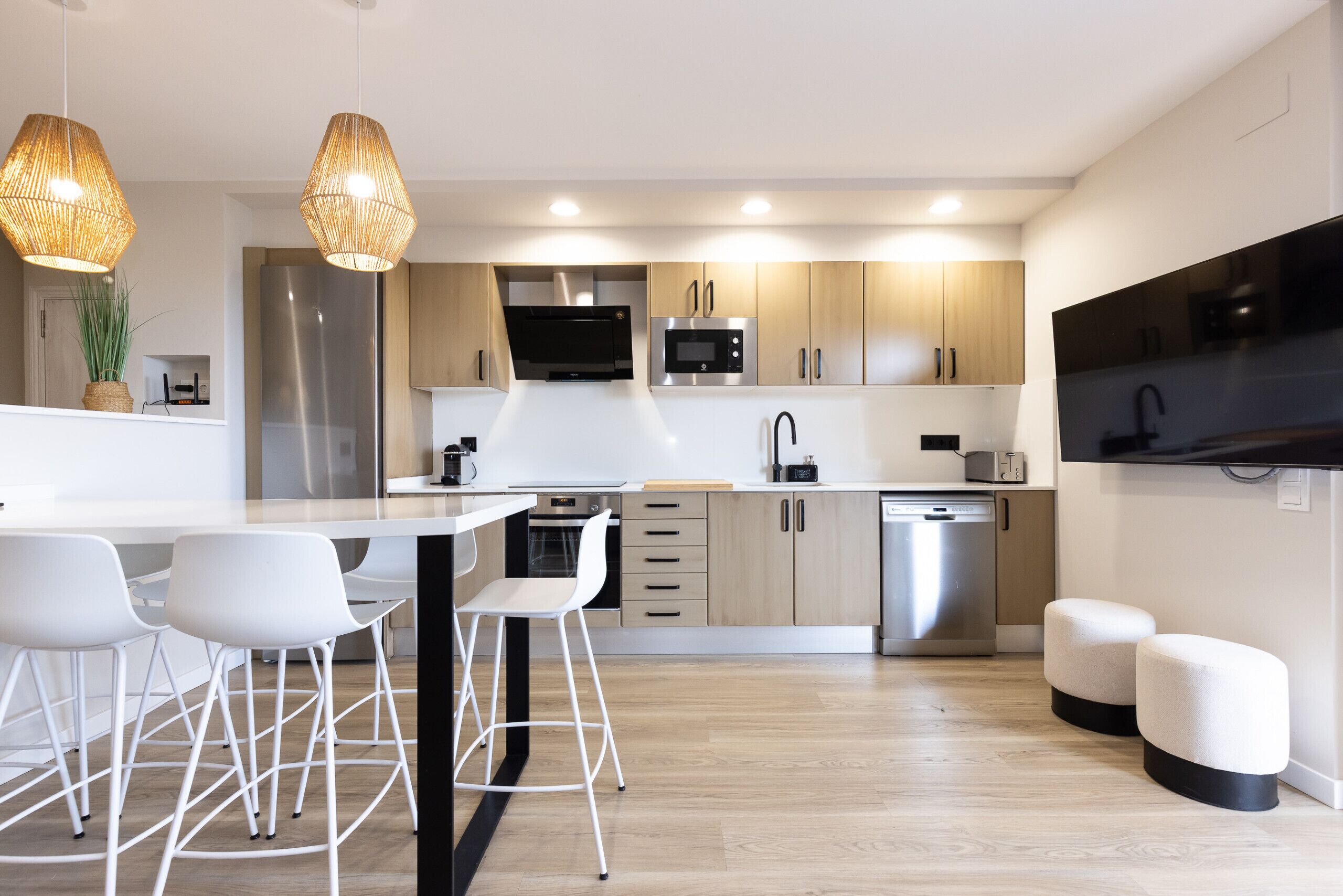 Fridge, microwave, oven, dishwasher