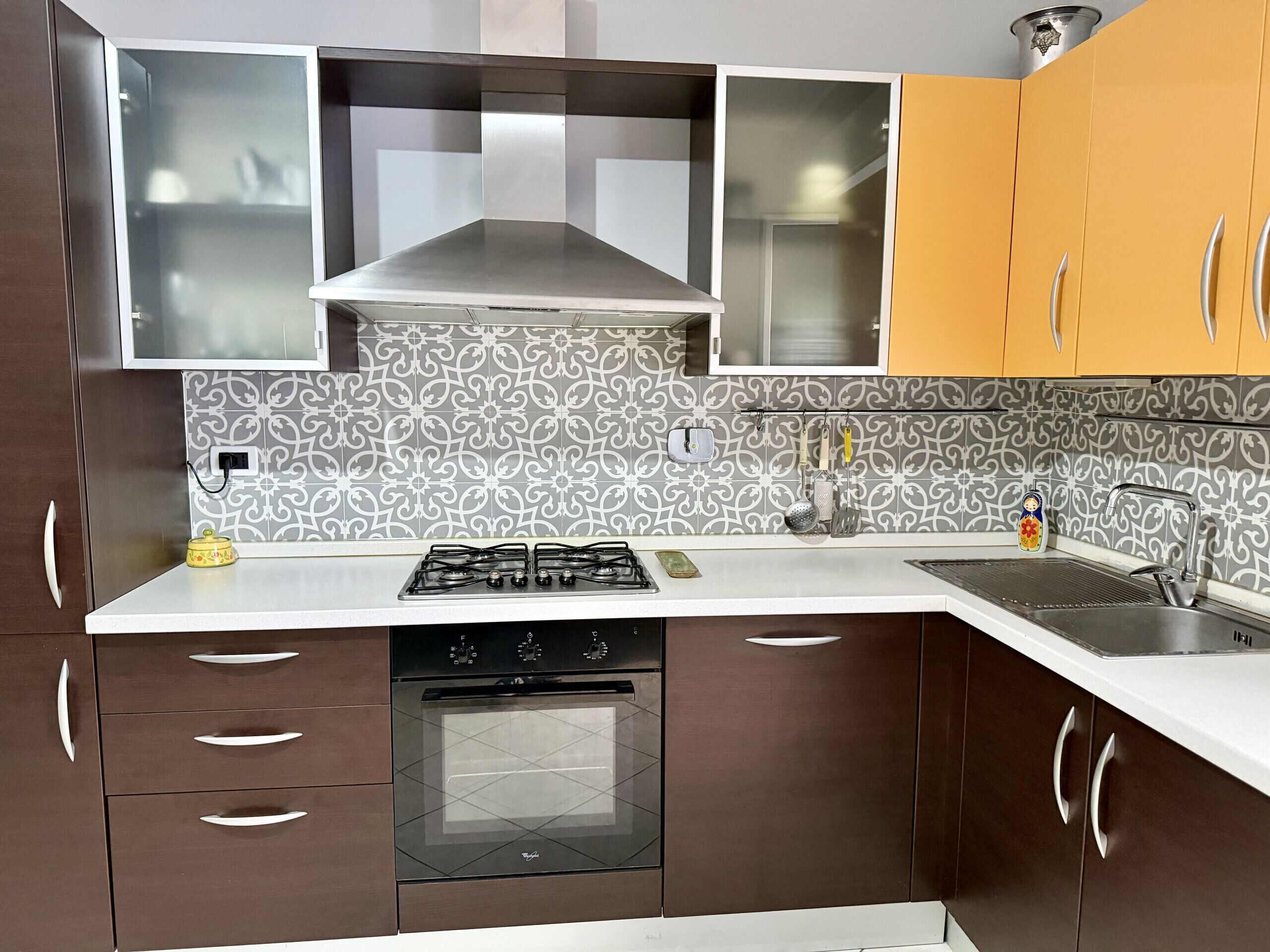 Fridge, oven, dishwasher, coffee/tea maker