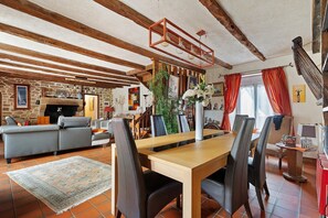 Dining - Guest Room “Chambre Grany” with Shared Terrace, Garden, and Wi-Fi (Aucaleuc)