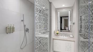 Room, 1 King Bed (Guest Room) | Bathroom | Shower, rainfall showerhead, hair dryer, bathrobes