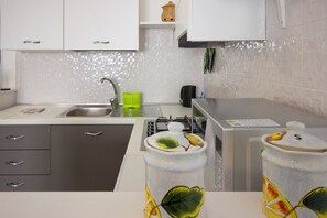 Fridge, microwave, oven, stovetop - Maniace Homes - Angelica by Ortigia Apartments (Syracuse)