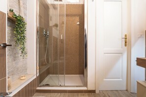 Regadera, secadora de cabello, bidet, toallas 