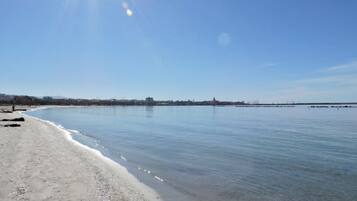 On the beach, beach towels