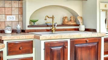 Fridge, oven, stovetop, electric kettle