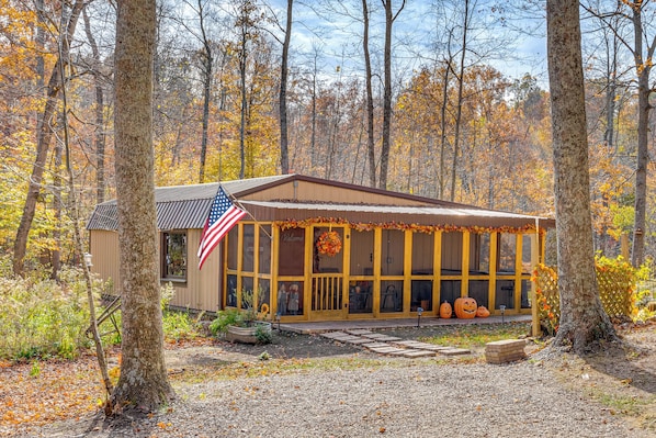 House (2 Bedrooms) | Front of property - 9 Mi to Hocking Hills SP: Cabin w/ Private Hot Tub (Lancaster)