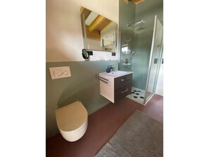 Dusche, kostenlose Toilettenartikel, Haartrockner, Handtücher