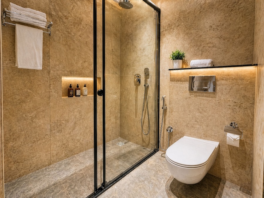 Ducha, artículos de tocador de diseñador, secador de pelo, bidet