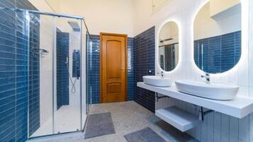 Bidet, soap, shampoo, toilet paper