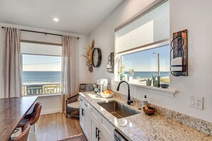 Fridge, microwave, stovetop, dishwasher - Oceanfront Retreat in Flagler Beach! Bright Apt (Flagler Beach)