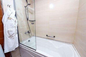 Double Room, City View | Bathroom | Separate tub and shower, free toiletries, towels, soap