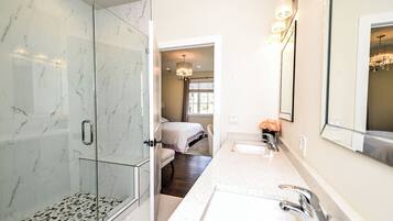 Hair dryer, towels, toilet paper