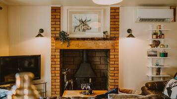 TV, fireplace