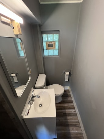 Deluxe Room, 1 Double Bed, Non Smoking | Bathroom | Shower, towels, soap, shampoo. By The Way Motel Lake Bluff