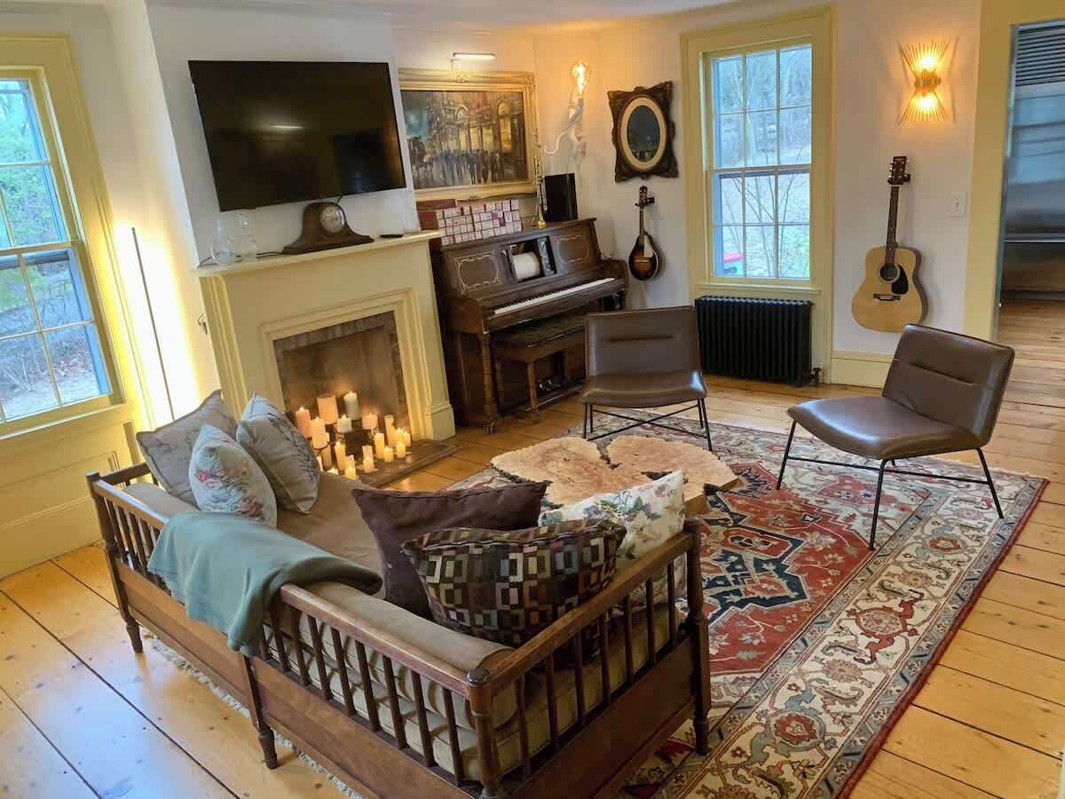 TV, fireplace, DVD player, foosball